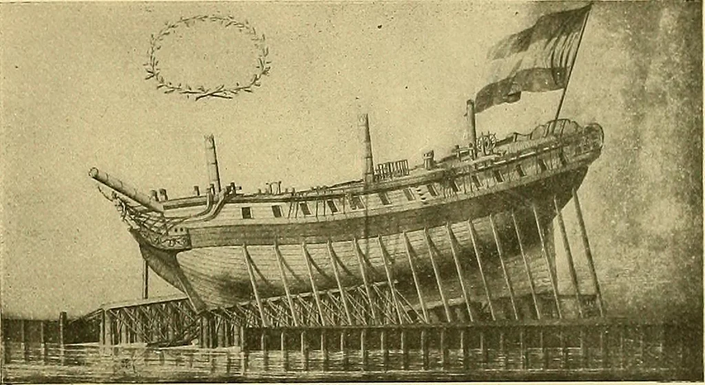 An illustration from Shipbuilding from its beginnings, 1913, leaf 100