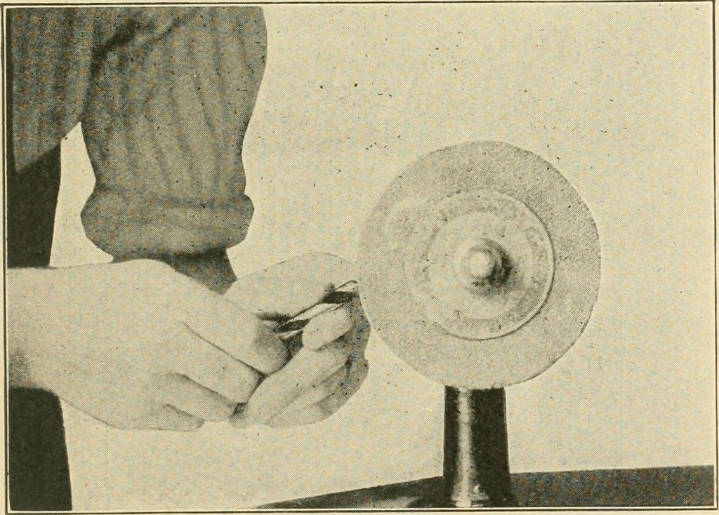 An illustration from Shop practice for home mechanics, use of tools, shop processes, construction of small machines. Contains a chapter also on theoretical mechanics and on miscellaneous information relative to shop work, 1920, leaf 110