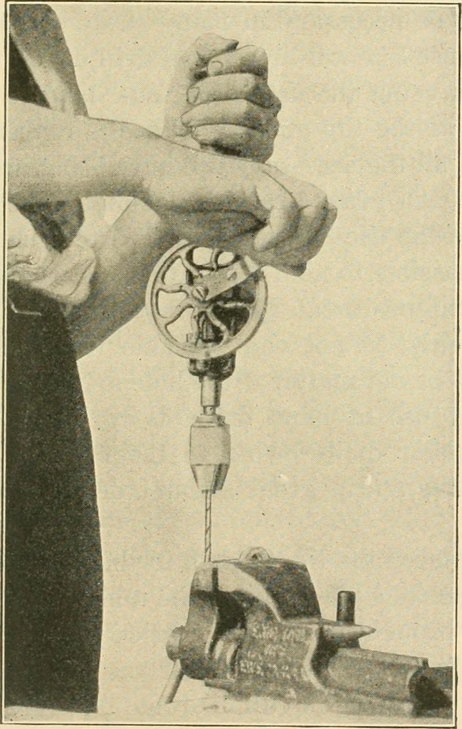An illustration from Shop practice for home mechanics, use of tools, shop processes, construction of small machines. Contains a chapter also on theoretical mechanics and on miscellaneous information relative to shop work, 1920, leaf 114