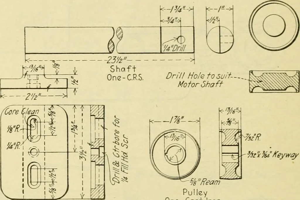 An illustration from Shop practice for home mechanics, use of tools, shop processes, construction of small machines. Contains a chapter also on theoretical mechanics and on miscellaneous information relative to shop work, 1920, leaf 271