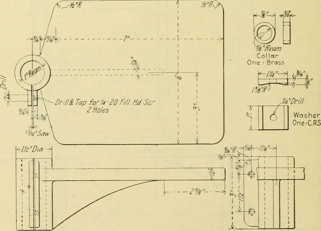 An illustration from Shop practice for home mechanics, use of tools, shop processes, construction of small machines. Contains a chapter also on theoretical mechanics and on miscellaneous information relative to shop work, 1920, leaf 271