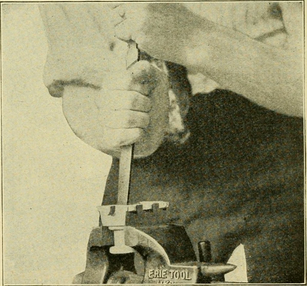 An illustration from Shop practice for home mechanics, use of tools, shop processes, construction of small machines. Contains a chapter also on theoretical mechanics and on miscellaneous information relative to shop work, 1920, leaf 61