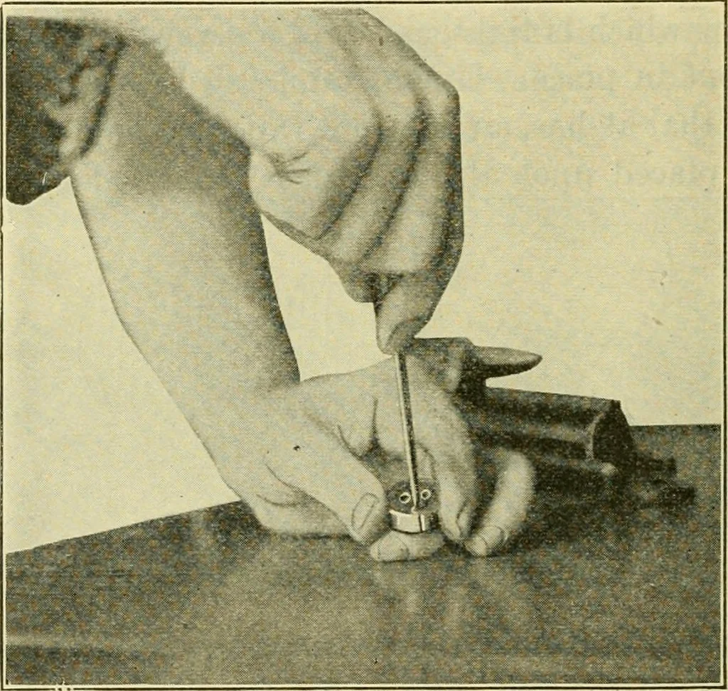 An illustration from Shop practice for home mechanics, use of tools, shop processes, construction of small machines. Contains a chapter also on theoretical mechanics and on miscellaneous information relative to shop work, 1920, leaf 79
