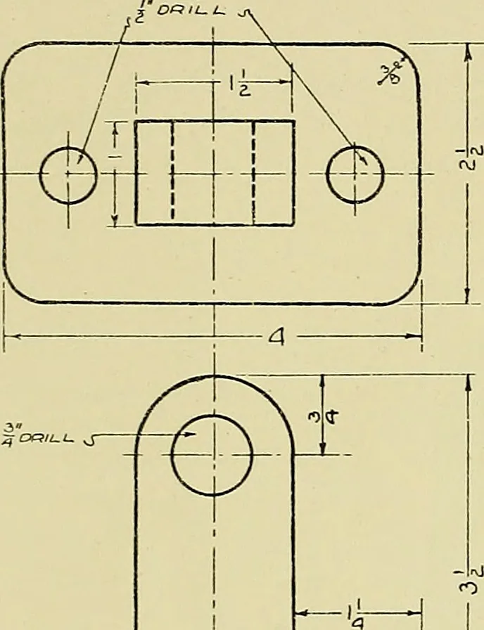 An illustration from Shop sketching, a course of problems for mechanical drawing students, 1919, leaf 38