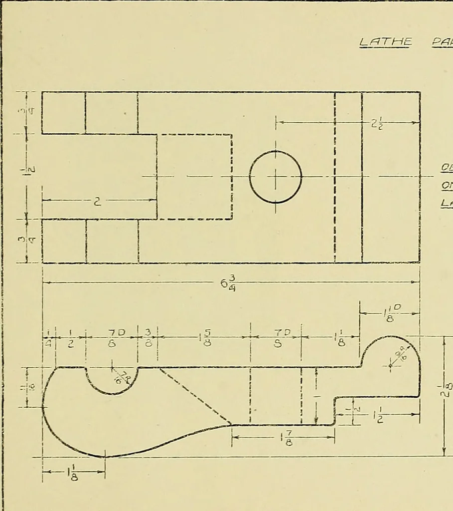 An illustration from Shop sketching, a course of problems for mechanical drawing students, 1919, leaf 46