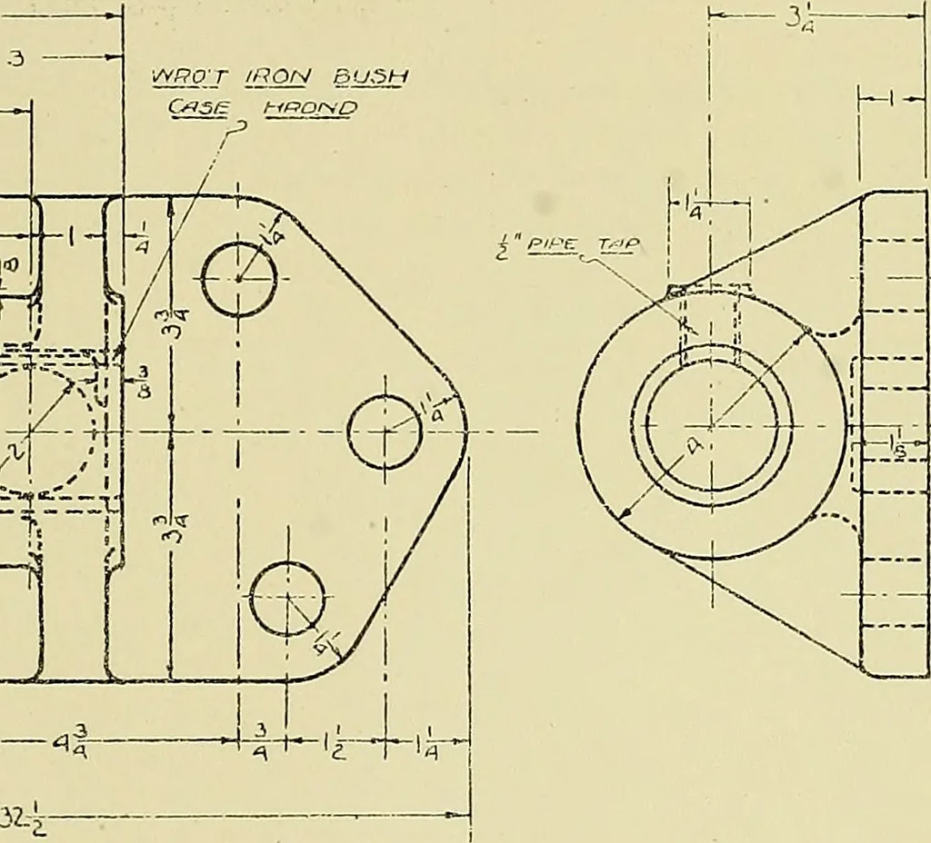 An illustration from Shop sketching, a course of problems for mechanical drawing students, 1919, leaf 78