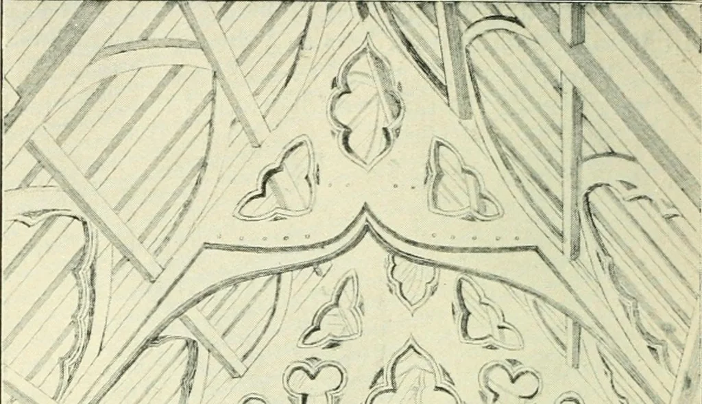 An illustration from A short account of Great Malvern Priory Church, a history of the monastery, and description of the fabric, 1914, leaf 107