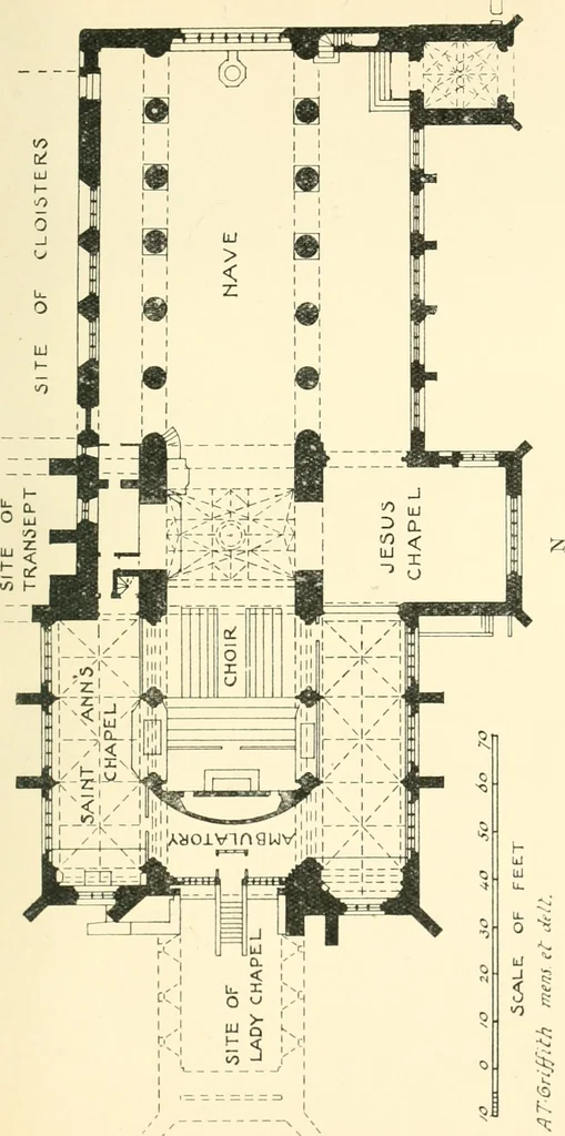 An illustration from A short account of Great Malvern Priory Church, a history of the monastery, and description of the fabric, 1914, leaf 116
