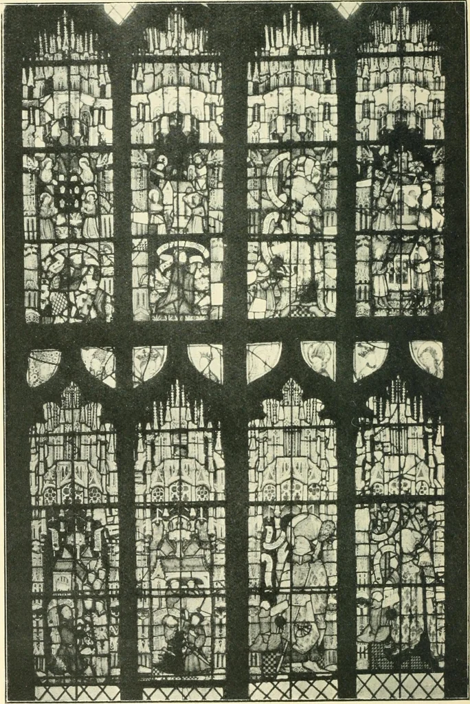 An illustration from A short account of Great Malvern Priory Church, a history of the monastery, and description of the fabric, 1914, leaf 17