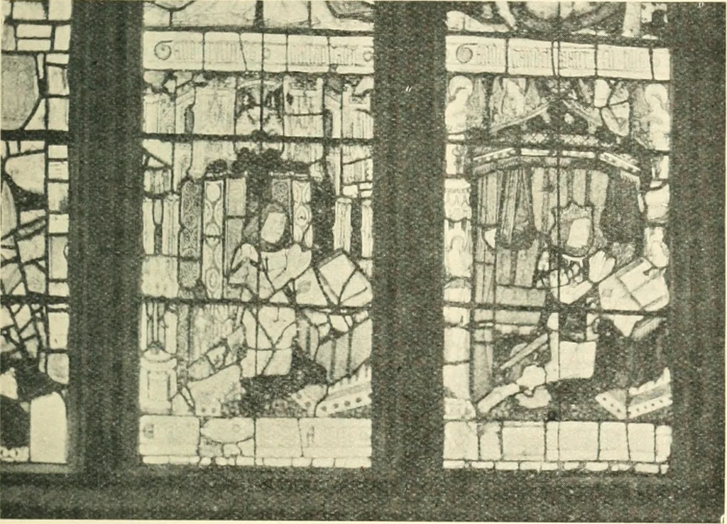 An illustration from A short account of Great Malvern Priory Church, a history of the monastery, and description of the fabric, 1914, leaf 34