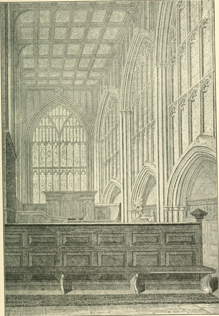 An illustration from A short account of Great Malvern Priory Church, a history of the monastery, and description of the fabric, 1914, leaf 44