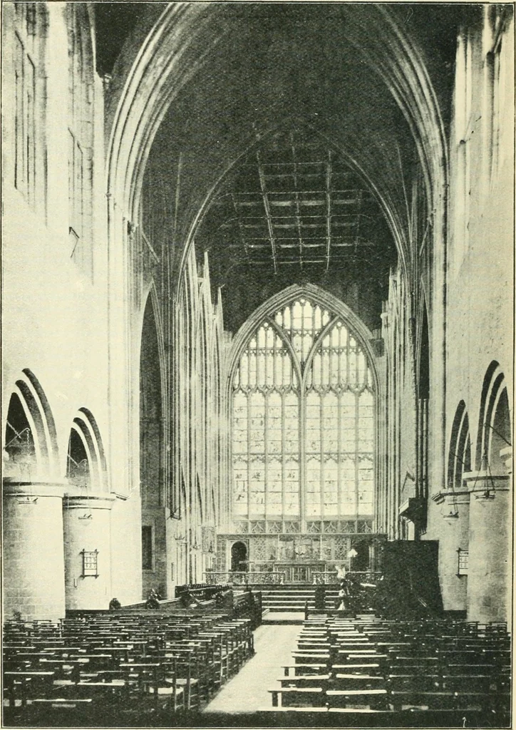 An illustration from A short account of Great Malvern Priory Church, a history of the monastery, and description of the fabric, 1914, leaf 57