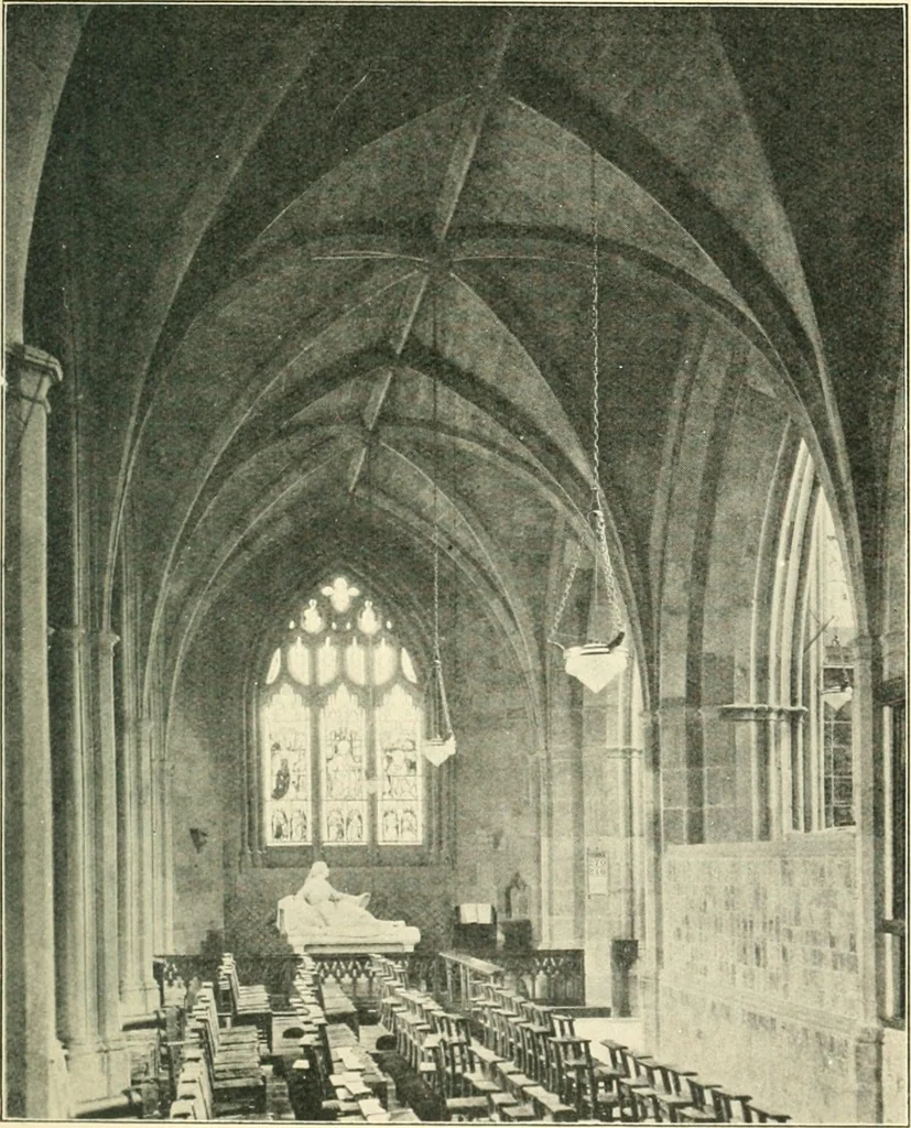 An illustration from A short account of Great Malvern Priory Church, a history of the monastery, and description of the fabric, 1914, leaf 84