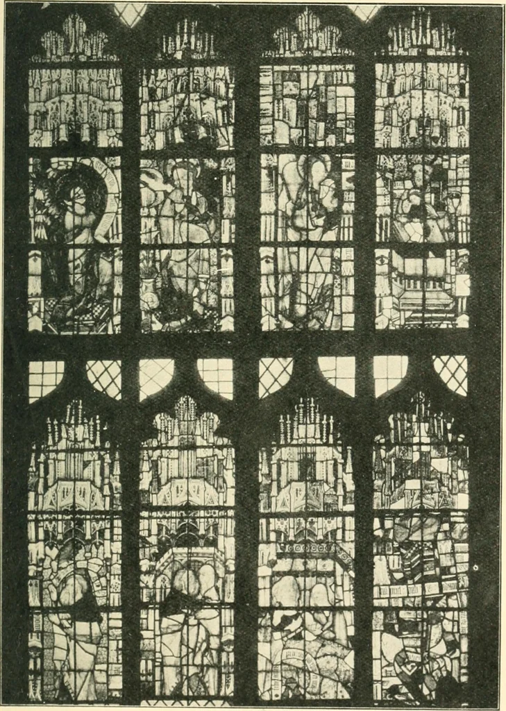 An illustration from A short account of Great Malvern Priory Church, a history of the monastery, and description of the fabric, 1914, leaf 94