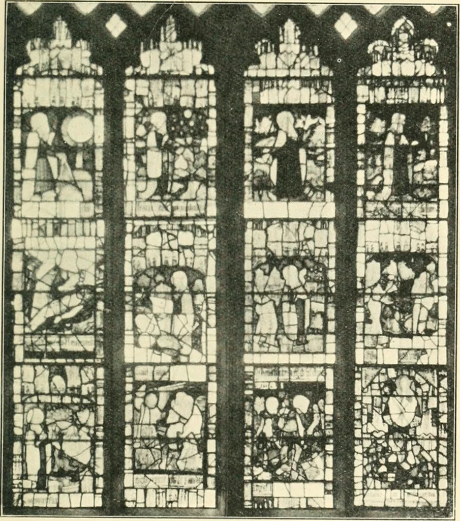 An illustration from A short account of Great Malvern Priory Church, a history of the monastery, and description of the fabric, 1914, leaf 98