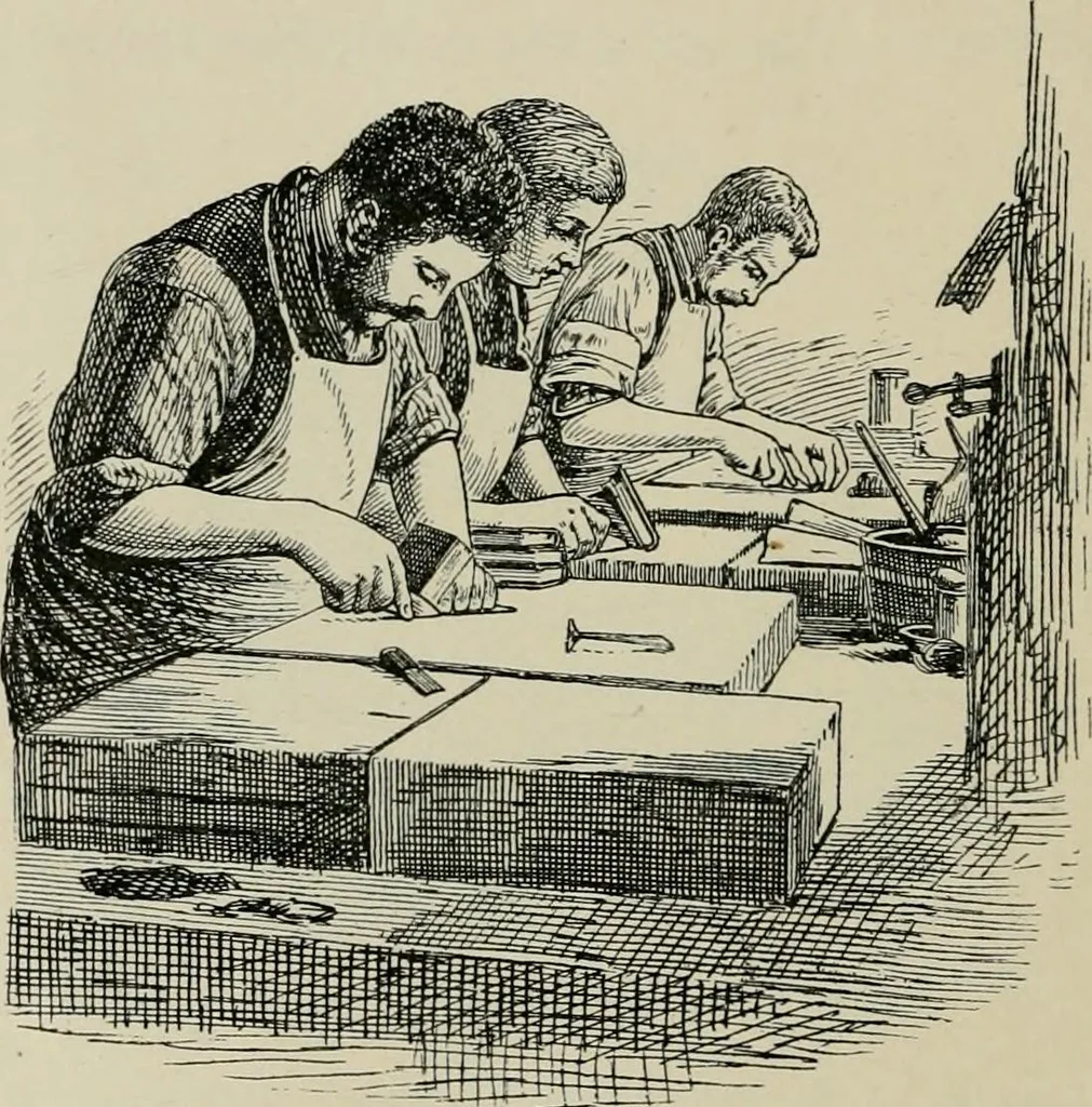An illustration from A short history of bookbinding and a glossary of styles and terms used in binding, with a brief account of the celebrated binders and patrons of bookbinding from whom the various styles are named, description of leathers, etc, 1895, leaf 25