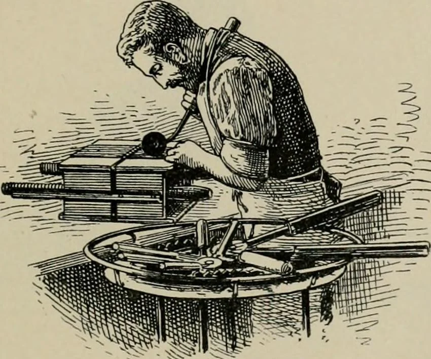 An illustration from A short history of bookbinding and a glossary of styles and terms used in binding, with a brief account of the celebrated binders and patrons of bookbinding from whom the various styles are named, description of leathers, etc, 1895, leaf 28