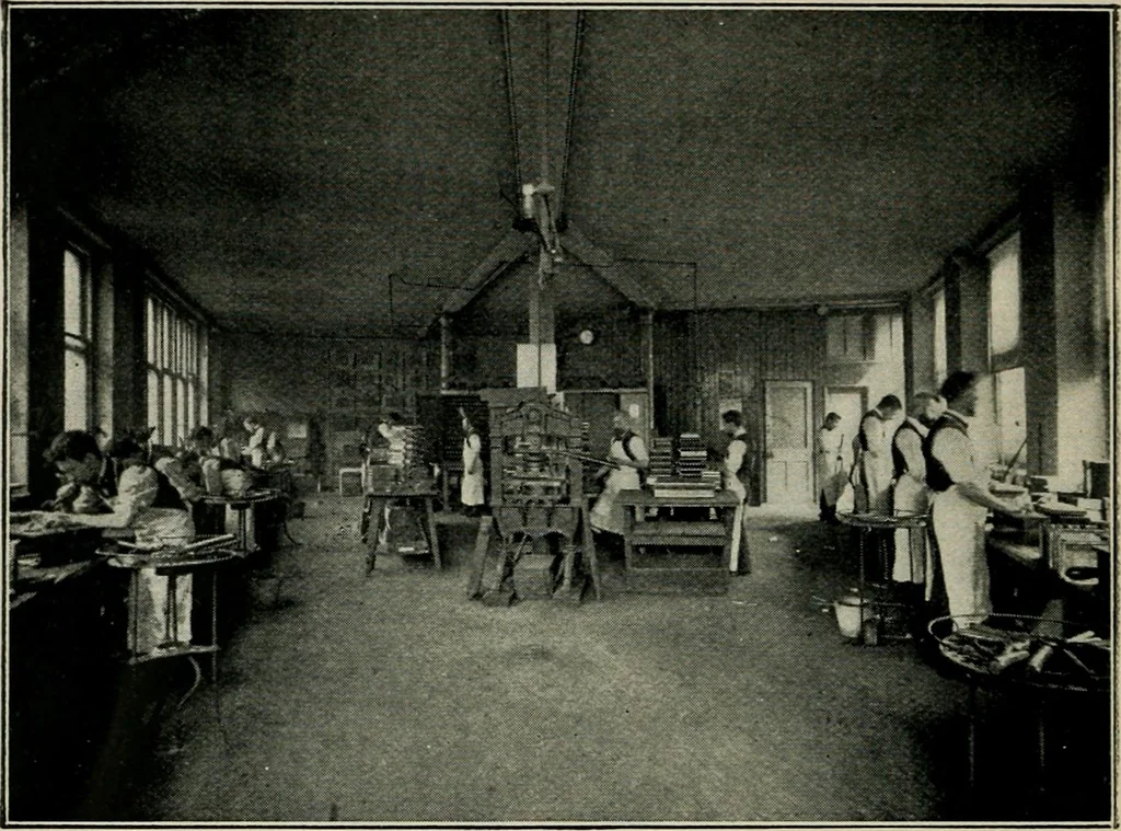 An illustration from A short history of bookbinding and a glossary of styles and terms used in binding, with a brief account of the celebrated binders and patrons of bookbinding from whom the various styles are named, description of leathers, etc, 1895, leaf 43