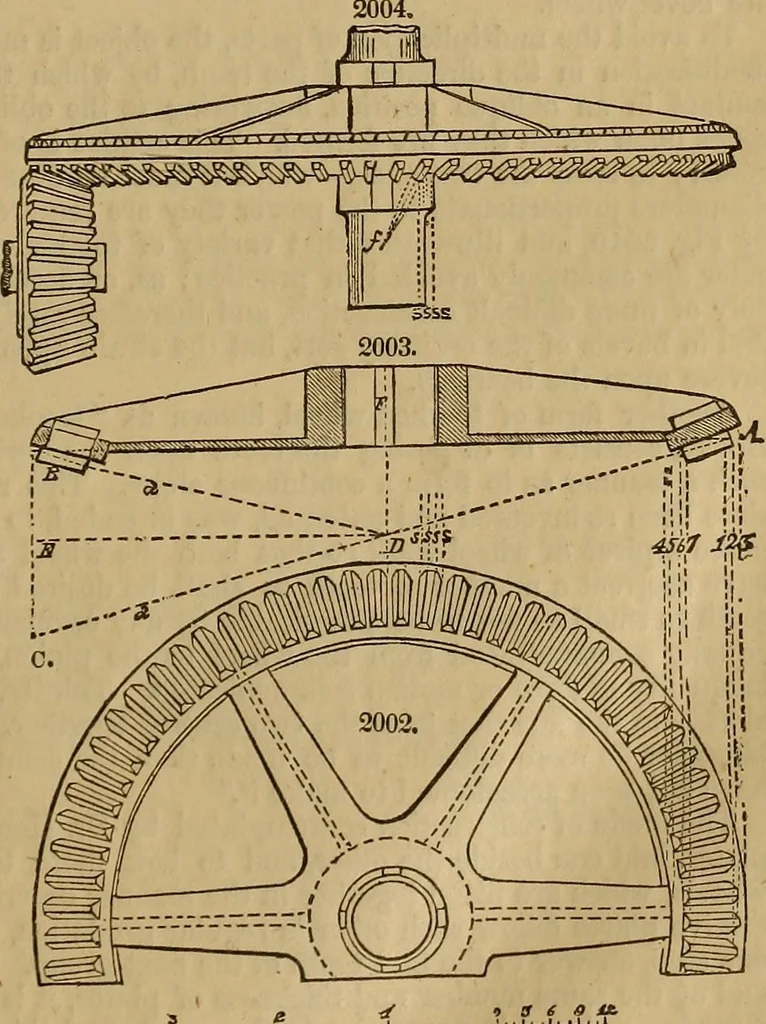 An illustration from A short treatise on the designing and construction of gearing and mill-work. Accompanied by an explanation of the construction and use of the odontograph of Prof. Willis .., 1873, leaf 18