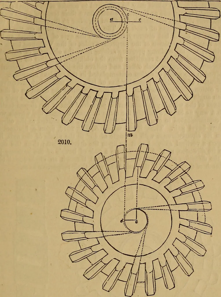 An illustration from A short treatise on the designing and construction of gearing and mill-work. Accompanied by an explanation of the construction and use of the odontograph of Prof. Willis .., 1873, leaf 20