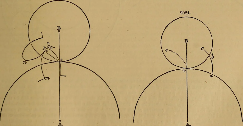 An illustration from A short treatise on the designing and construction of gearing and mill-work. Accompanied by an explanation of the construction and use of the odontograph of Prof. Willis .., 1873, leaf 34