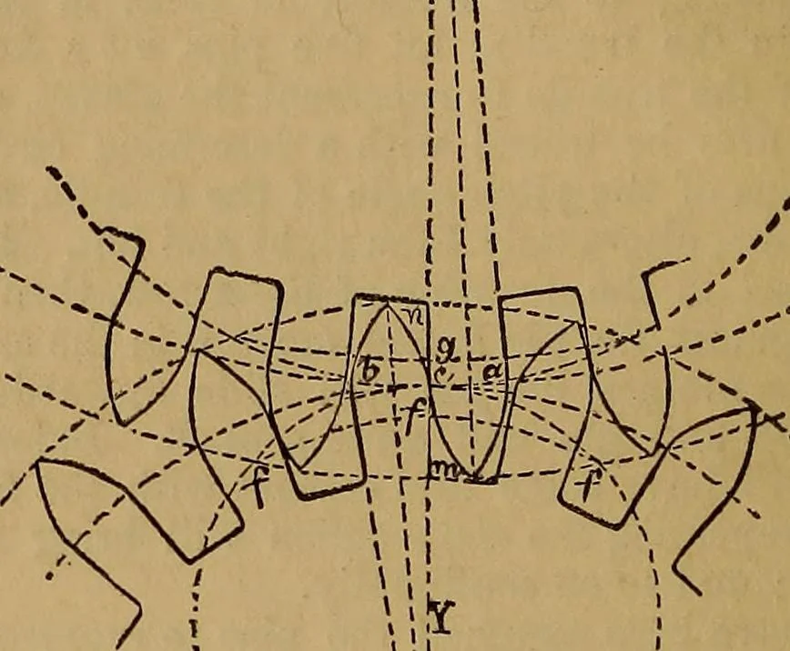 An illustration from A short treatise on the designing and construction of gearing and mill-work. Accompanied by an explanation of the construction and use of the odontograph of Prof. Willis .., 1873, leaf 41