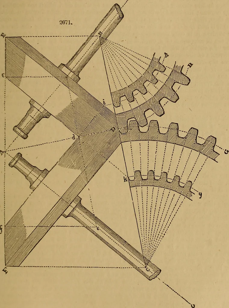 An illustration from A short treatise on the designing and construction of gearing and mill-work. Accompanied by an explanation of the construction and use of the odontograph of Prof. Willis .., 1873, leaf 60