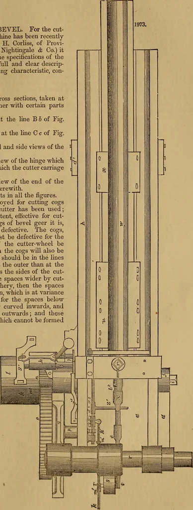 An illustration from A short treatise on the designing and construction of gearing and mill-work. Accompanied by an explanation of the construction and use of the odontograph of Prof. Willis .., 1873, leaf 90