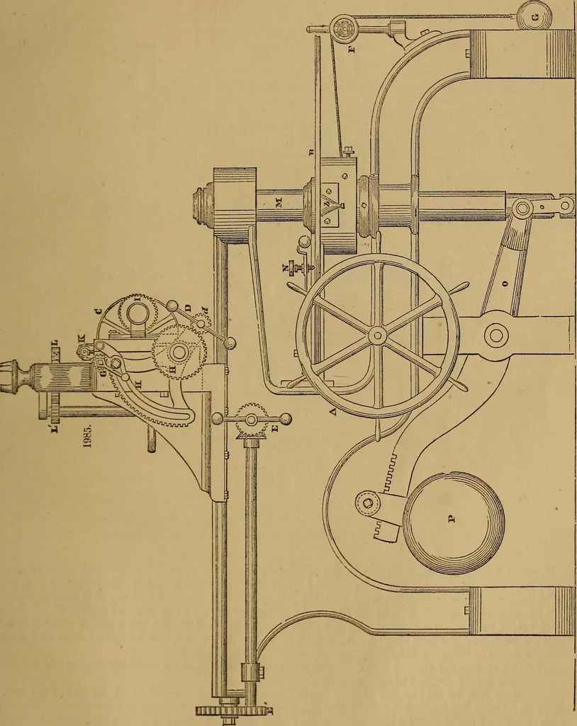 An illustration from A short treatise on the designing and construction of gearing and mill-work. Accompanied by an explanation of the construction and use of the odontograph of Prof. Willis .., 1873, leaf 94