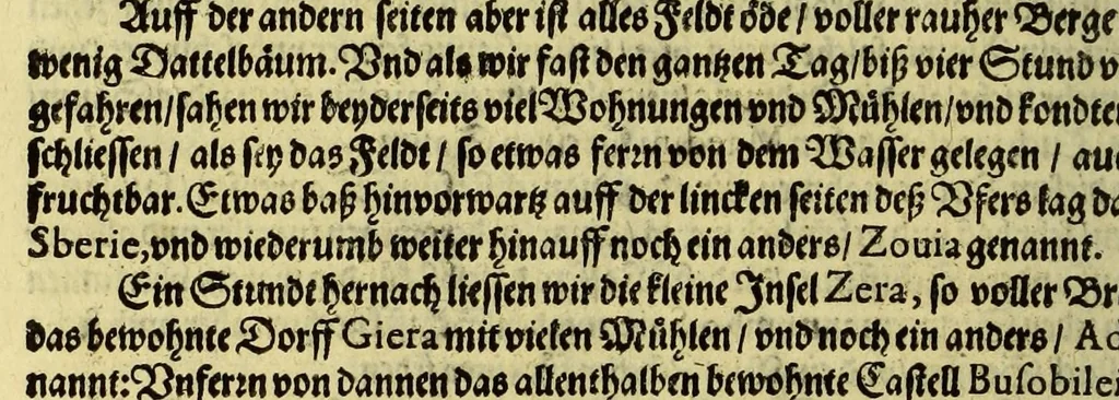 An illustration from Siebenter Theil der Orientalischen Indien, darinnen zwo vnterschiedliche Schiffarten begrieffen. Erstlich eine Dreyjährige Reyse Georgii von Spielbergen Admirals vber drey Schiffe, welche An. 1601. auss Seeland nach den Orientalischen Indien abgefahren, vnd nach viel widerwertigkeiten An. 1604. wider in Seelande ankom[m]en, : darinnen seine gantze, vnd was im für Abentheuer auff derselben begegnet, wie dann auch die mächtige Königreich Matecalo vnnd Candy, sampt ihren prächtigen Königen, Sitten, vnd Ceremonien, verzeichnet vnd beschrieben. Zum andern ein Neunjärige Reyse eines Venetianischen Jubilirers, Casparus Balby genannt, sampt allem, was ime auff derselben von 1579. biss in 1588. begegnet vnd widerfahren, neben Anweisung aller Zöllen, Gewichten, Massen vnd Müntzen deren man sich von Alleppo auss biss ins Königreich Pegu zu Gebrauchen, wie dann auss dess Handels vnd Wandels Lebens Sitten, Ceremonien vnd Gebräuchen der Völcker vnd Eynwohner dess mächtigen Königreichs Pegu., 1605, leaf 76