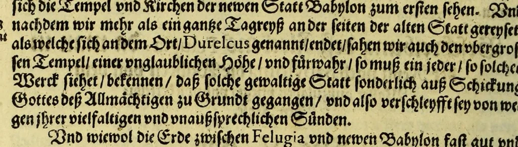 An illustration from Siebenter Theil der Orientalischen Indien, darinnen zwo vnterschiedliche Schiffarten begrieffen. Erstlich eine Dreyjährige Reyse Georgii von Spielbergen Admirals vber drey Schiffe, welche An. 1601. auss Seeland nach den Orientalischen Indien abgefahren, vnd nach viel widerwertigkeiten An. 1604. wider in Seelande ankom[m]en, : darinnen seine gantze, vnd was im für Abentheuer auff derselben begegnet, wie dann auch die mächtige Königreich Matecalo vnnd Candy, sampt ihren prächtigen Königen, Sitten, vnd Ceremonien, verzeichnet vnd beschrieben. Zum andern ein Neunjärige Reyse eines Venetianischen Jubilirers, Casparus Balby genannt, sampt allem, was ime auff derselben von 1579. biss in 1588. begegnet vnd widerfahren, neben Anweisung aller Zöllen, Gewichten, Massen vnd Müntzen deren man sich von Alleppo auss biss ins Königreich Pegu zu Gebrauchen, wie dann auss dess Handels vnd Wandels Lebens Sitten, Ceremonien vnd Gebräuchen der Völcker vnd Eynwohner dess mächtigen Königreichs Pegu., 1605, leaf 82