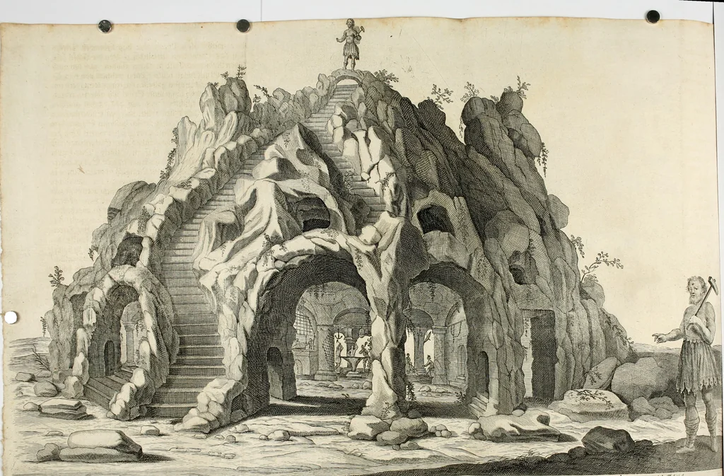 An illustration from Sieg-Streit dess Lufft vnd Wassers : Freuden-Fest zu Pferd zu dem glorwürdigisten Beyläger beeder kayserlichen Majestäten Leopoldi dess Ersten, römischen Kaysers ... vnd Margarita, gebohrner königlichen Infantin auss Hispanien : dargestellet in dero kayserlichen Residenz Statt Wienn, 1667, leaf 22