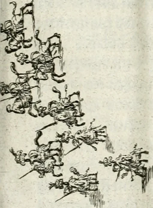 An illustration from Sieg-Streit dess Lufft vnd Wassers : Freuden-Fest zu Pferd zu dem glorwürdigisten Beyläger beeder kayserlichen Majestäten Leopoldi dess Ersten, römischen Kaysers ... vnd Margarita, gebohrner königlichen Infantin auss Hispanien : dargestellet in dero kayserlichen Residenz Statt Wienn, 1667, leaf 50