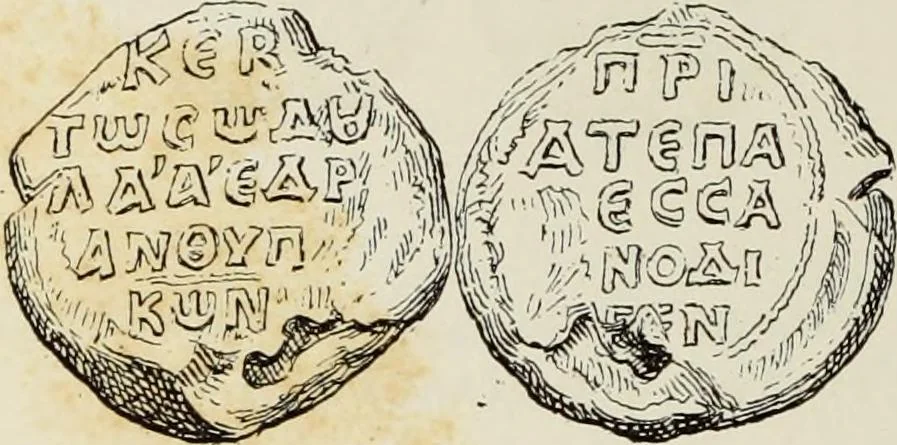 An illustration from Sigillographie de l'Empire byzantin, 1884, leaf 115