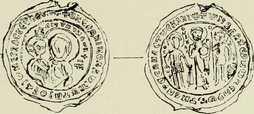 An illustration from Sigillographie de l'Empire byzantin, 1884, leaf 160