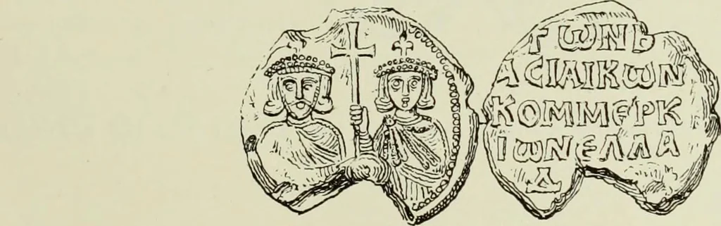 An illustration from Sigillographie de l'Empire byzantin, 1884, leaf 176
