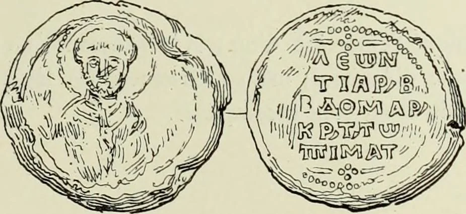An illustration from Sigillographie de l'Empire byzantin, 1884, leaf 256