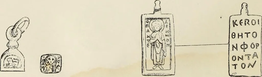 An illustration from Sigillographie de l'Empire byzantin, 1884, leaf 29