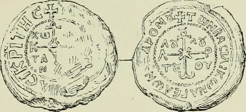 An illustration from Sigillographie de l'Empire byzantin, 1884, leaf 336