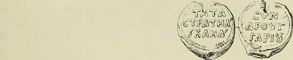 An illustration from Sigillographie de l'Empire byzantin, 1884, leaf 348