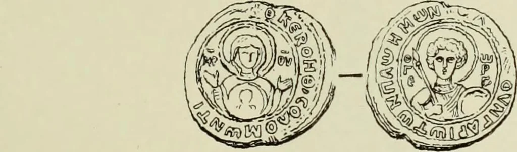 An illustration from Sigillographie de l'Empire byzantin, 1884, leaf 350
