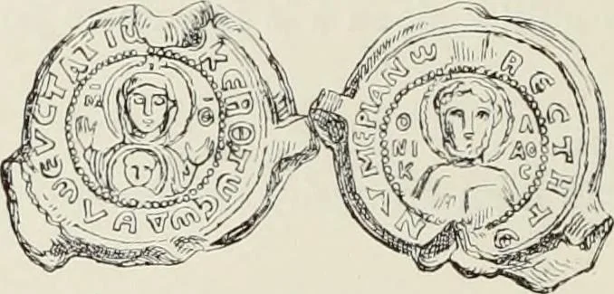 An illustration from Sigillographie de l'Empire byzantin, 1884, leaf 367