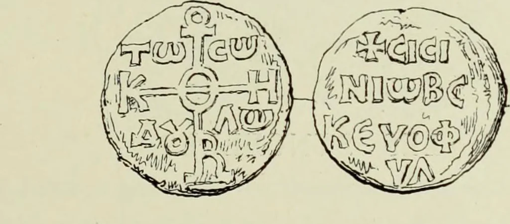 An illustration from Sigillographie de l'Empire byzantin, 1884, leaf 422