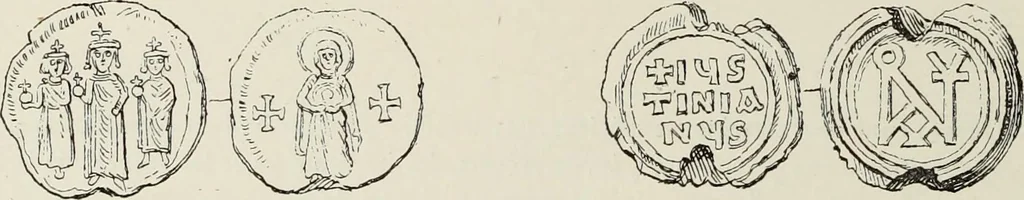 An illustration from Sigillographie de l'Empire byzantin, 1884, leaf 429