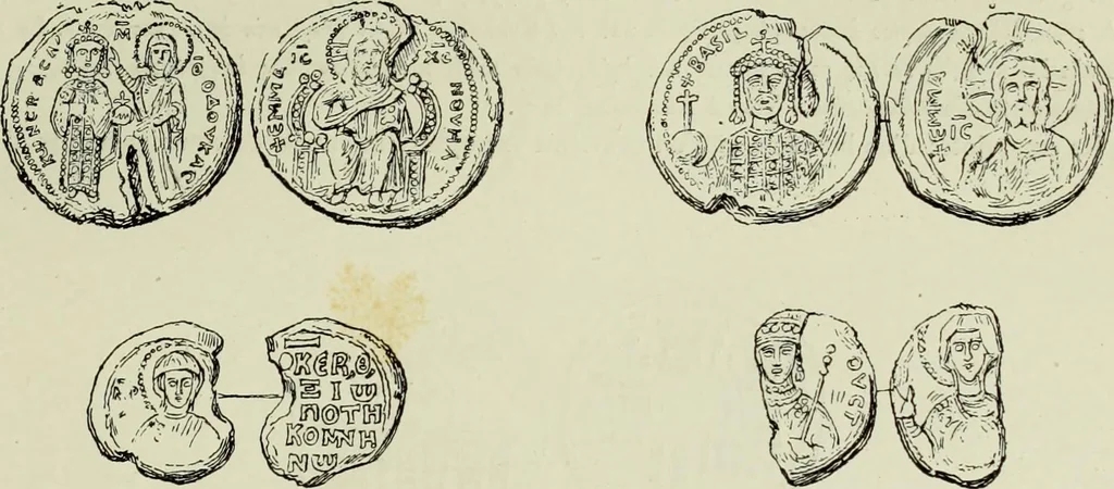 An illustration from Sigillographie de l'Empire byzantin, 1884, leaf 432