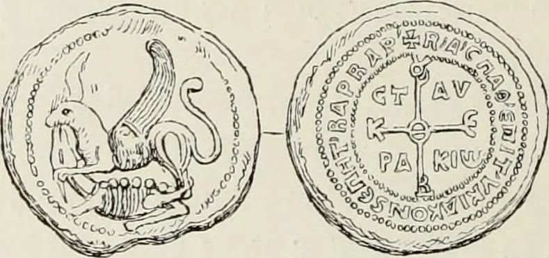 An illustration from Sigillographie de l'Empire byzantin, 1884, leaf 459