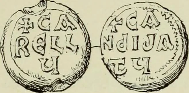 An illustration from Sigillographie de l'Empire byzantin, 1884, leaf 470