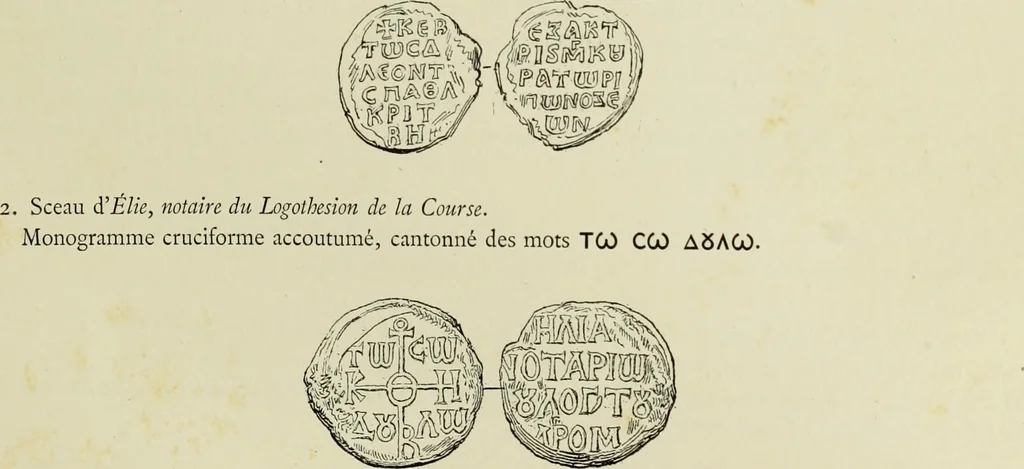 An illustration from Sigillographie de l'Empire byzantin, 1884, leaf 494