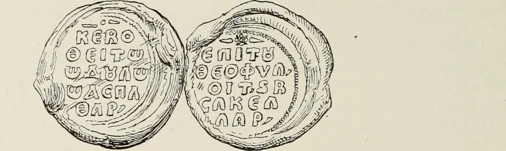 An illustration from Sigillographie de l'Empire byzantin, 1884, leaf 537