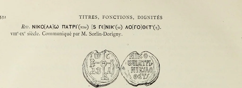 An illustration from Sigillographie de l'Empire byzantin, 1884, leaf 543